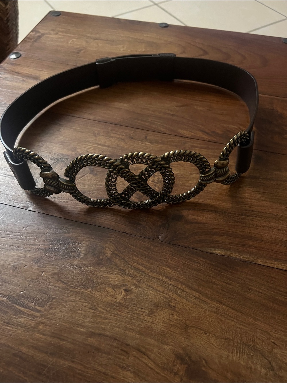 Chico’s Women's Brown Belt with Antique Gold Buckle